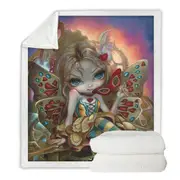 Clockwork Valentine Masquerade Cute Fairy Girl Throw Blanket