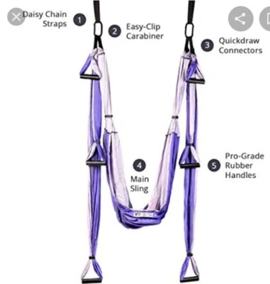 Aerial Yoga Swing Sling Hammock Strap Anti-Gravity Inversion Trapeze Purple
