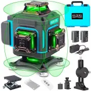 KEZERS Laser Level 360 Self Leveling,4 x 360 Laser Level with Screen Green La...