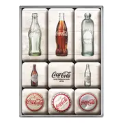 9pc Nostalgic Art Coke Bottle Timeline 2.2/4.5cm Magnet Set Kitchen Fridge Decor