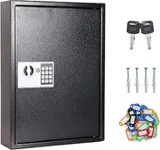 UMEKEN Key Box Wall Mount 100 Position Valet Digital Key Cabinet Lock Box with Code, Electronic Key Holder Lockbox with Key Tags, Key Organizer Locker Box, Black, 15.75" x 4.72" x 21.65"