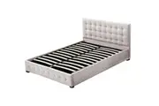 Levede Fabric Gas Lift Bed Frame with Storage Double Beige