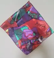 NEW PABLO PICASSO SCARF RED & BLK MASK BANDANNA ART PRINT NECKERCHIEF Valentine