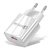 2PCS 18W QC3.0 USB Super Fast Charging USB Charger Adapter For iPhone 11 Pro Huawei P30 Mate 30 Xiaomi 9 Pro S10+ Note10 WHITE COLOR