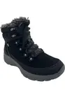 Martha Stewart x Skechers Suede Lace-Up Boots Easy Going Black