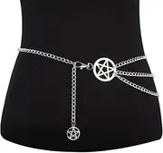 [BIANRUN] Belly Chain Pentagram Pattern Waist Chain Belt Women Sexy Belly Chains Bikini Dress Silver Vintage Body Jewelry