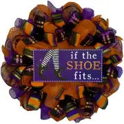 If The Shoe Fits Halloween Witch Wreath Handmade Deco Mesh