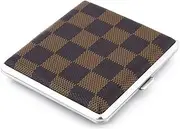 [ARKCHIU] Cigarette Case Leather 20 Capacity Cigarette Holder Case Metal for Men and Women Brown,One Size