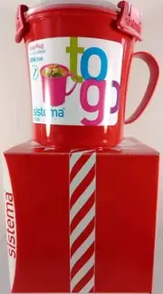 Sistema To Go Soup Mug RED Gift Box 22.1 oz Clip Lid Phthalate BPA Free 2010