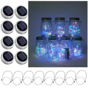 Solar Mason Jar Lights, 8 Pack Waterproof Fairy Star Firefly Lids String Ligh...