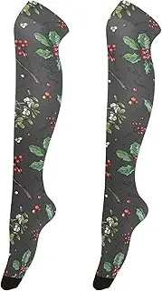 [Caihoyu] Women'S Socks Comfortable Long Knee-High Socks Thigh High Winter Socks for Proms Pattern Christmas Decor Plants Line Drawn, Pattern Christmas Decor Plants Line Drawn