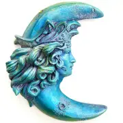 Blue Moon Goddess Wall Sculpture, Handcrafted Decor Accent for Home & Garden