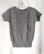 Gap Kids Girl's Alexa Light Grey Pointelle Short Sleeve Sweater - XXL (14/16)