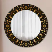 Printed Frame Wall Mirror with Glass Frame Ready to Hang gold mandala