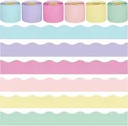 240 Ft Pastel Bulletin Board Borders Colorful Classroom Borders Scalloped Border Trim Pastel Bulletin Board Decorations for Classroom Chalkboard Home Wall Office Decoration, 6 Rolls