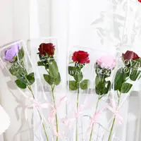 在飛比找蝦皮購物優惠-50pcs高品質鮮花包裝透明英式單袋玫瑰袋花店包裝紙梯形花袖