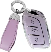 ontto 3 Buttons TPU Car Key fob Cover Fit for MG HS GT ZS EV ZX MG5 MG6 Roewe RX3 RX5 RX8 ERX5 I6 I5 for MG 4 2023 Mg4 Smart Key Case Shell Key Holder Keychain Keyring Protector Accessories Purple C
