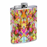 Groovy Trippy Mushrooms D12 Flask 8oz Stainless Steel Hip Drinking Whiskey