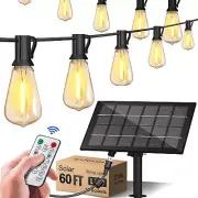 Stright 60FT Solar String Lights for Outside with Remote, Patented USB Connector