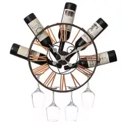 NEW Vintiquewise Wall-Mounted Clock Design Wine Holder with Stemware Rack