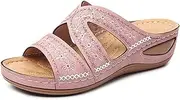 [Generic] Woman Orthopedic Comfy Summer Slippers with Three Arch Support Design Comfortable Strap Sandals and Flip Flops with Arch Support Beach Non Slip Slides (Pink 41 M EU)