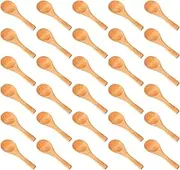 Justivana 30 Pieces Small Wooden Spoons Mini Nature Wooden Spoons Mini Tasting Spoons Condiments Salt Spoons for Kitchen Cooking Seasoning Oil Coffee Tea Sugar (Natural Wood Color)