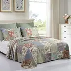 Quilts Queen Size Patchwork Bedspread Set - 100% Cotton Reversible Breathable...