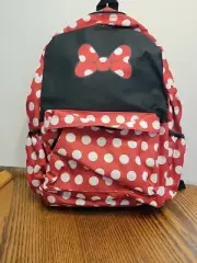 Mini Mouse Polk A Dot Backpack Red White Many Pockets new canvas