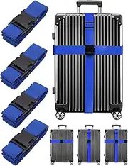 JIRONN 4 Packs Adjustable Luggage Belt Strap Set, Heavy Duty Polypropylene Material, TSA Approved, Quick Release, DBL