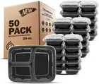 Meal Prep Containers [50 Pack] 3 Compartment Food Storage Containers with Lids