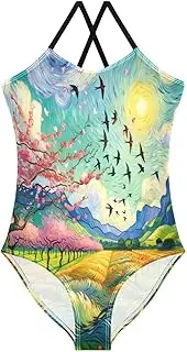 [RPLIFE] Cute Swimsuits for Girls One Piece, 3-10T Summer Swimsuits Girls Beach Bathing Suits, Spring Beauty, 3 Years