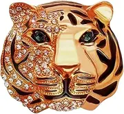 [bstedyas] Rhinestone Tiger Head Brooch Pins.Gold Animal Lapel Pin,Charm Lion Coat Collar Brooch for Men Suit Pin