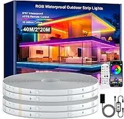 Outdoor LED Strip Lights 40m(2Rolls*20M), Cozylady IP67 Waterproof Bluetooth RGB Light with App&Remote Control, Music Sync Flexible 24V Led Light Strips for Pool Gazebo Balcony Eave Patio Party Decor