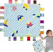 Taggy Blanket for Children, Safety Blanket with Tags | Multipurpose Plush Safety Blanket, Soft Appease Towel with Pendants, Portable Soothing Toy for Nap and Entertainment