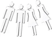HOUDERCO 2 Pairs Stylish Restroom Identification Signs Durable Plaque Symbols for Easy Direction Modern Bath Sign Accessory for Home Office