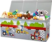 Large Toy Box Chest Organizer with Flip Lid for Kids, Collapsible Oxford Toy Storage Box with Handles for Boys Girls, Sturdy Waterproof Storage Organizer for Bedroom Playroom Nursery, 37.7×12.5×15.7''