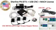 Sherline PN 8771 + USB CNC + MACH4 License + High Torgue Stepper Motors Mill Kit