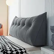 Queen Triangular headboard Pillow Queen Reading Wedge Pillow Back Positioning Support Decorative Cushion for Sofa Bed bunk Bed Positioning Support Cushion with Removable Cover (Color : Gray, Size :