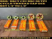 TAP DIE SET BSCY CYCLE 26 TPI THREAD 1/4", 5/16", 3/8", 7/16", 1/2" HIGH CARBON