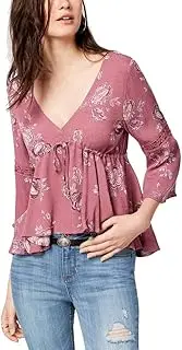 [American Rag] Juniors' Printed Lace-Up Top