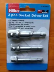 HILKA 3 PCE SOCKET DRIVER SET 1/4" 3/8" & 1/2"