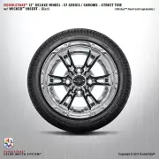 Set of 4 Double Take Chrome Black 57 series Wheel and Tire 12" golf cart