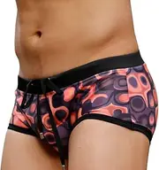 [UXH] Men's Brand Blue Pattern Triangle Swimming Trunks Surfing Swim Briefs Beach Short Pants Male Suit Swimwear
