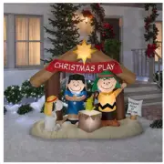 6' Christmas Inflatable LED Snoopy&Charlie Brown "Christmas Play" Nativity Scene