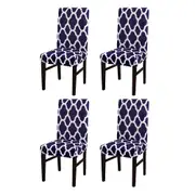 Chair Cover 4Pcs Elastic Dining Chair Protective Covers Stretch Chair Covers Slipcovers for Home Use-Navy Blue