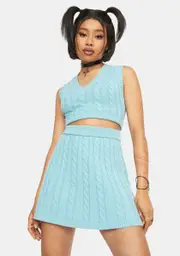 [Bailey Rose] Blue Knit Mini Skirt