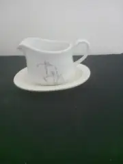 Corelle Coordinates Stoneware SHADOW IRIS GRAVY BOAT Bowl With UNDER PLATE