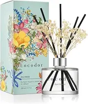 COCODOR Preserved Real Flower Reed Diffuser - April Breeze - 200ml - Reed Diffuser Set, Oil Diffuser & Reed Diffuser Sticks, Room Décor & Office Décor, Home Fragrance, Gift
