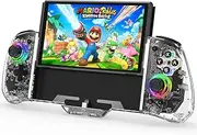 RREAKA Wired Joypad Switch Controllers for Switch/OLED, RGB One-Piece Switch Controller Joypad Replacement Controller for Handheld Mode with Adjustable Turbo,Dual Motor Vibration,Back Map Button