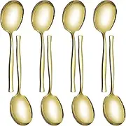 HOMMP 8-Piece Stainless Steel Buffet Banquet Serving Spoons, Gold